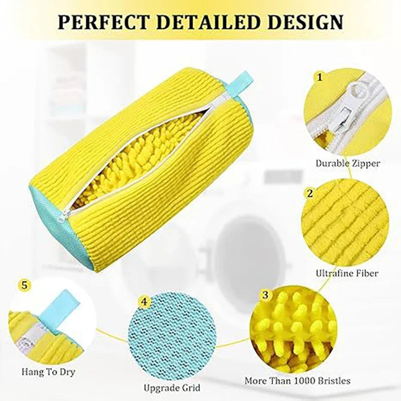 Cleanza Fluffy Fiber Shoe Washing Bag – 360° Deep Cleaning Laundry Bag for Sneakers